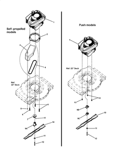 Engine, Blade And Front Cover Diagram and Parts List for 7800455-MP2265 2010 Briggs and Stratton Lawn Mower